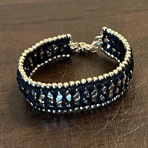 Stella & Dot Gold-Tone & Black Cording Bracelet